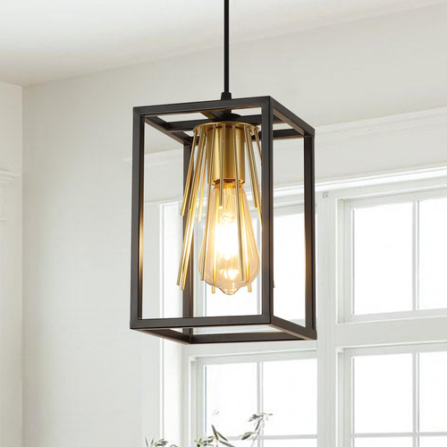 Pendant Lighting for Kitchen Island Black Pendant Light Fixtures, Farmhouse Pendant Lights Hanging Light Fixtures with E26 Bulb Base Adjustable Lantern Pendant Lighting for Dining Room Kitchen Foyer