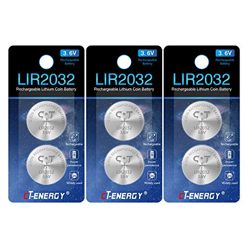 CT ENERGY Rechargeable Lithium Coin Cells LIR2032 Coin Button Li-ion Batteries 2032 with 500+ Charging Cycles Replace CR2023