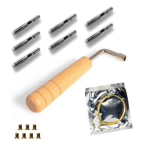 Cheerock 7 Lyre Harp Strings 7pcs String Pin Nails with Tuning Wrench Replacement for Lyre Harp and Other Small Harp Musical Stringed Instrument