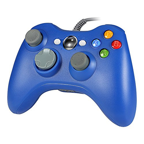 Delymc Xbox 360 Wired Controller, PS29 PC Controller USB Gamepad Game Joystick Joypad Compatible for Microsoft 360 Console Windows PC Laptop Computer-Blue