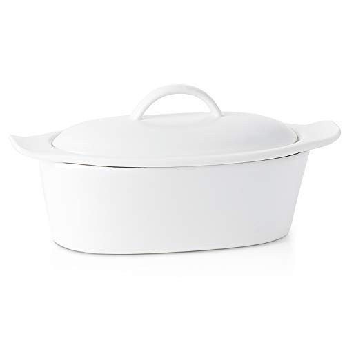 Butter Boat, French Butter Dish with Water, Porcelain - Fresh Soft Butter without Refrigeration, White - Better Butter & Beyond