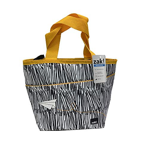 Zak Designs Grid Lock - Insulated Lunch Bag with Zipper Opening, Anti-Microbial Liner, Tote-Shaped Design Brings Fashion to the Lunch Table (Plane, BPA-Free)