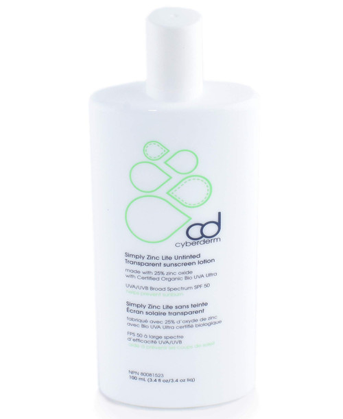 CyberDERM - Simply Zinc Lite Untinted SPF 50 Mineral Sunscreen | Clean, Non-Toxic Sunscreen (3.4 fl oz | 100 ml)