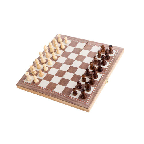TGRTY Chess Sets Chess Board Game 1 Set Chess Toy Wooden Portable Board Game Chess Checkers Backgammon Set Magnetic Pieces for School Chess Board Game Set (Color : Khaki)