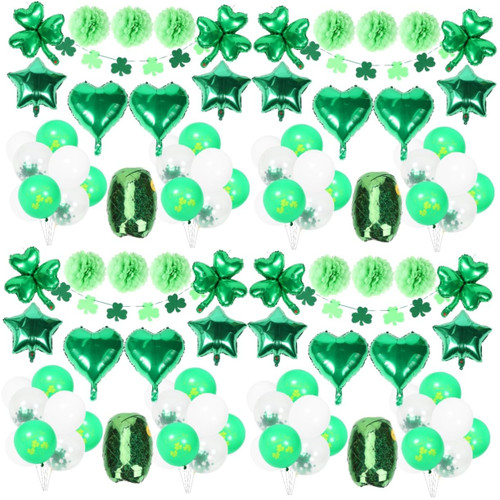 Toyvian 4 Sets Decorative Balloon Kit Shamrock Decor St Patricks Day Decorations Helium Balloon St. Patrick Shamrock Banner Patricks Day Balloon Balloon Pull The Flag Aluminum