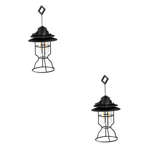 Sosoport 2pcs Retro Camping Lights Led Light Lantern Rechargeable Led Flashlight Portable Led Lantern Tent Lantern Rechargeable Camping Light Led Lanterns Tent Lamp Chandelier USB Abs