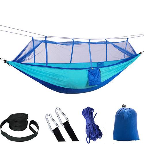 HUHJYUGE Camping Hammock, Portable Outdoor Hammock with Mosquito Net, Lightweight Double/Single Travel Hammock Parachute Fabric, for Hiking, Backpacking, Jungle, Backyard (A) HUHJYUGE Camping Hammock, Portable Outdoor Hammock with Mosquito Net, Lightweight Double/Single Travel Hammock Parachute Fabric, for Hiking, Backpacking, Jungle, Backyard (A)