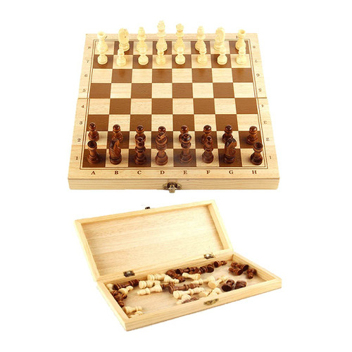 Yushifa Portable Chess Sets Chess Armory Chess Set Wooden Chess Set with Game Board Interior Storage Portable Folding Chess Board Staunton Chess Pieces Chess Board Game (Color : Large 34CM/13IN)