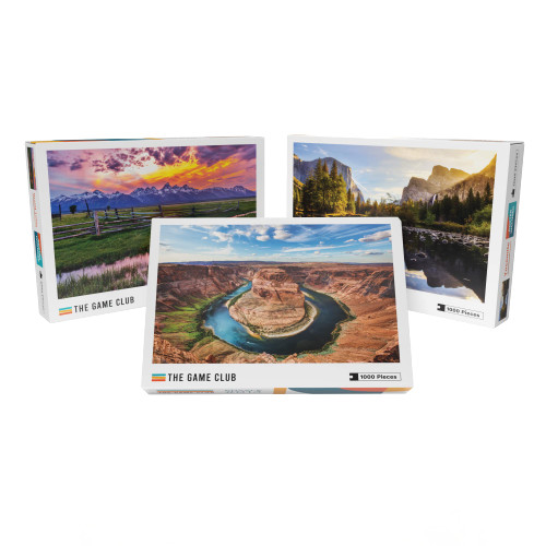 The Game Club - National Park Puzzle Pack - Three, 1000 Piece Jigsaw Puzzles of The Grand Canyon, Yosemite and Grand Teton - Fun for Adults and Kids The Game Club - National Park Puzzle Pack - Three, 1000 Piece Jigsaw Puzzles of The Grand Canyon, Yosemite and Grand Teton - Fun for Adults and Kids