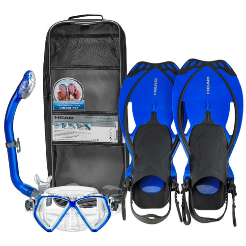 Head by Mares Junior Mask Fin Snorkel Set, with Snorkeling Backpack (Green, Youth (1-4))