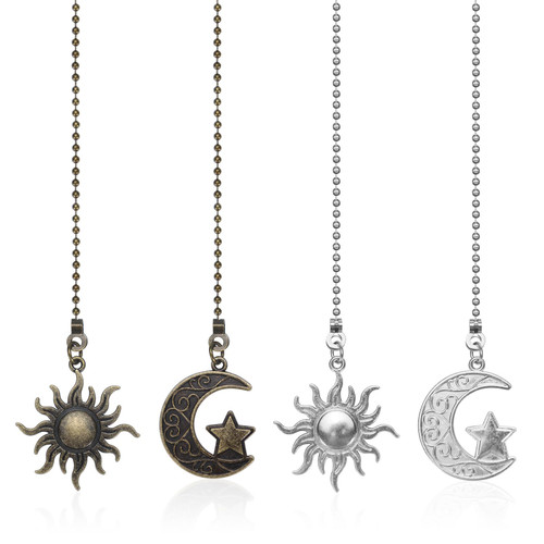 4 PCS Decorative Ceiling Fan Pull Chain, Fan and Light Pull Chain Set with Ball Chain Connector, Chain Pulls for Ceiling Fans and Lights