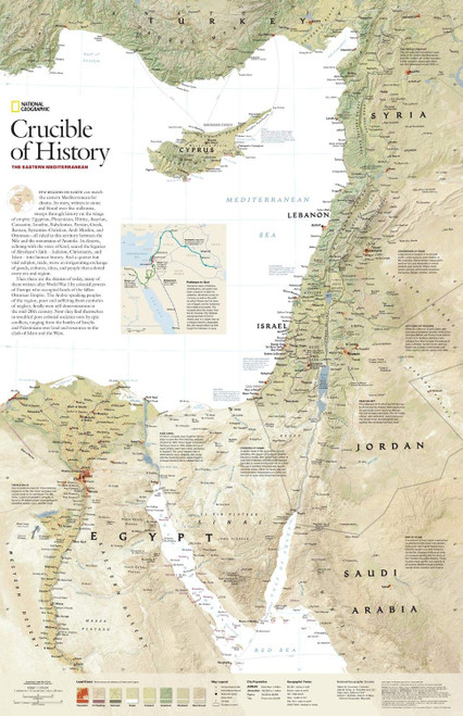 National Geographic: Crucible of History, The Eastern Mediterranean Wall Map - 20.25 x 31.25 inches - Laminated National Geographic: Crucible of History, The Eastern Mediterranean Wall Map - 20.25 x 31.25 inches - Laminated