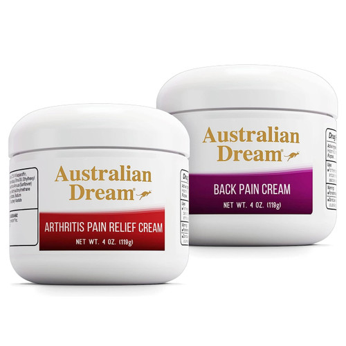 Australian Dream Arthritis Pain Relief Cream & Back Pain Cream - Soothing, Non-Greasy Pain Relief Creams - Topical Arthritis Pain Relief Good for Muscle Aches, Joint Pain, or Back Pain - 4 oz Bundle Australian Dream Arthritis Pain Relief Cream & Back Pain Cream - Soothing, Non-Greasy Pain Relief Creams - Topical Arthritis Pain Relief Good for Muscle Aches, Joint Pain, or Back Pain - 4 oz Bundle