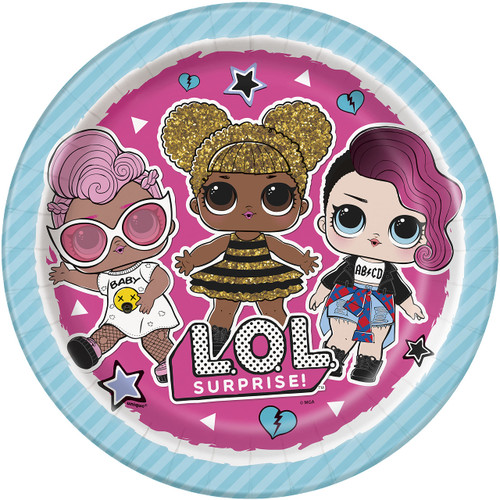 Unique 20905 Paper Plates-23 cm- LOL Surprise Party-Pack of 8, Multicolour