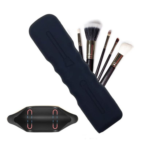 Travel Makeup Brush Holder, Silicone Makeup Brush Storage Bag, Makeup Brushes Holder Travel Case, Portable Cosmetic Face Brushes Holder, Makeups Tools Organizer Case with Magnetic Suction (Black) Travel Makeup Brush Holder, Silicone Makeup Brush Storage Bag, Makeup Brushes Holder Travel Case, Portable Cosmetic Face Brushes Holder, Makeups Tools Organizer Case with Magnetic Suction (Black)