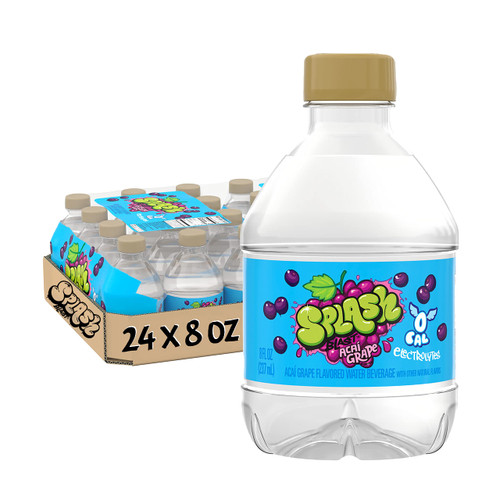 Splash Blast, Acai Grape Flavored Water, Zero Sugar, with Electrolytes. 8 Fl Oz, 24 Pack