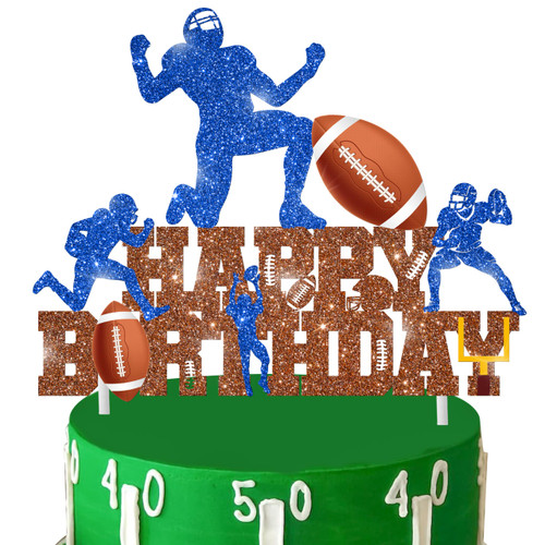 Football Party Cake Topper Football Happy Birthday Cake Pick Football Player Birthday Party Decoration Football Birthday Cake Decoration for Rugby Ball Themed Baby Shower Supplies