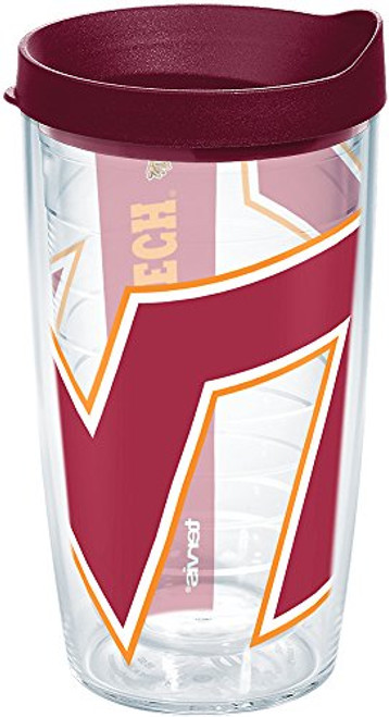 Tervis 1228980 Virginia Tech Hokies Colossal Tumbler with Wrap and Maroon Lid 16oz, Clear Tervis 1228980 Virginia Tech Hokies Colossal Tumbler with Wrap and Maroon Lid 16oz, Clear