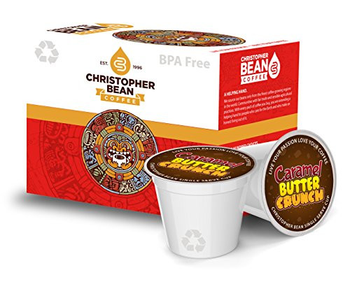 Caramel Butter Crunch Decaffeinated Single Cup Coffee Christopher Bean Coffee K Cup, For Keurig Brewers (18 Count Box)