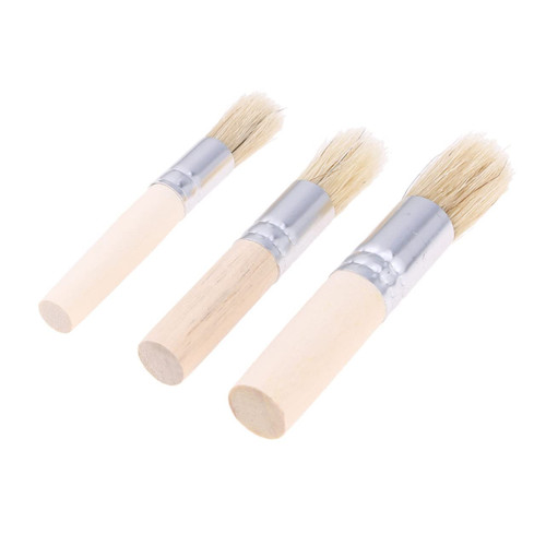 SEWACC 3 Pcs Art Brush Round Stencil Brush Hair Brush Round Home Decor Paint Milk Paint Stencil Paint Brush Wood Furniture Tools Oil Brush Bamboo Hollow Out Acrylic Brush