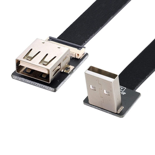 Cablecc Up Angled USB 2.0 Type-A Male to Female Extension Data Flat Slim FPC Cable for FPV & Disk & Scanner & Printer 50CM