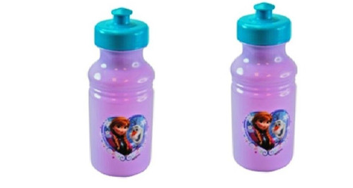 Disney Frozen 17 oz Pull Top Water Bottle (Anna & Olaf Heart Shape Picture) x 2