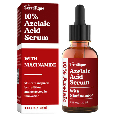 Terrafique 10% Azelaic Acid Serum - Acne Serum for Face and Skin - Moisturizing Niacinamide Serum for Face - Anti Aging Face Serum for Women and Men - Travel Size - 1 Fl. Oz.