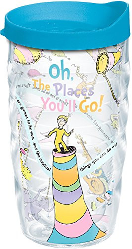 Tervis 1131376 Dr. Seuss - Oh the Places You'll Go Tumbler with Wrap and Turquoise Lid 10oz Wavy, Clear