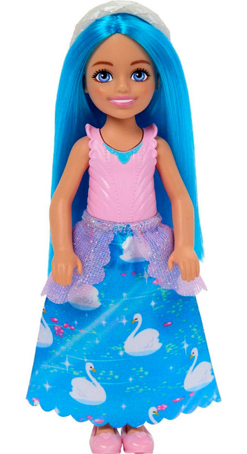 Barbie Royal Chelsea Doll with Blue Hair & White Headband Wearing Removable Skirt & Shoes Barbie Royal Chelsea Doll with Blue Hair & White Headband Wearing Removable Skirt & Shoes