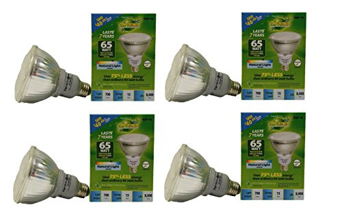 Set of 4 Earth Bulb CFL Natural Light 5000K PAR 30 700 Lumens 15 Watts Equivalent to 65 Watts Energy Saver Flood Light