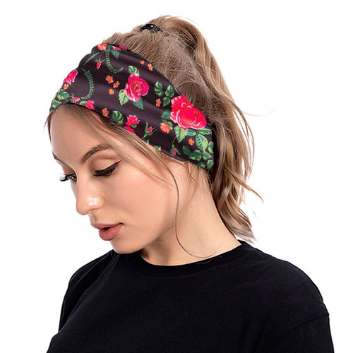 YOLAI Sport Headbands for Women Elastic Soft Fabric Non-Slip Hair Bands Hair Warp for Daily Workout Sports (E, One Size)