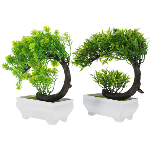 Zerodeko 2pcs Bonsai Tree Indoor Plants House Plants Fake Planta Home Decor Artificial Plants Artificial Tree Fake Potted Plant Tree Decor for Yard Fake Decor Small Tree Ornaments Plastic