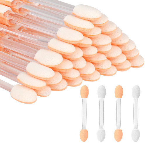 Eyeshadow Applicators, 50Pcs Disposable Dual Sides Eye Shadow, Eye Shadow Brushes Set, Sponge Brush, Black Sponge Brush, Eye Makeup Brushes for Women Girls(Transparent)