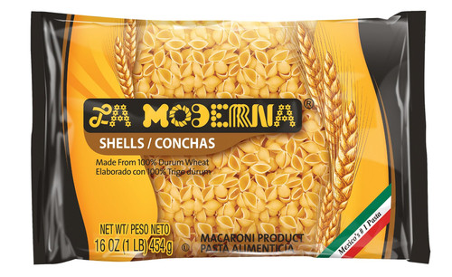 La Moderna Shells Pasta, Noodles, Durum Wheat, Protein, Fiber, Vitamins, 16 Oz