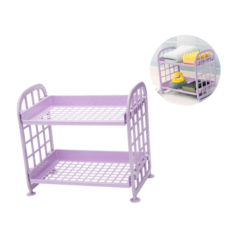 PRETYZOOM 2 Bathroom Storage Rack Kitchen Storage Shelf Vegetables Rack Fruit Shelf Purple Fruit Stand Desktop