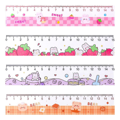Straight Plastic Ruler,Cartoon Animal Plastic Rulers,Cute Rabbit Themed Ruler,Cute Cartoon Bunny Ruler Plastic Measuring Tool,Stationery Drawing Rulers Drafting Tools for Student School Office