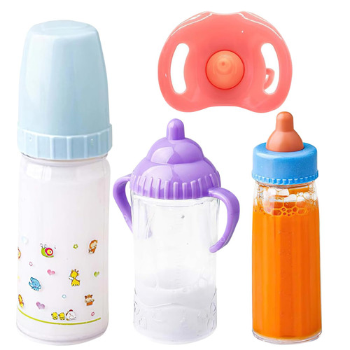 nicylin Baby Doll Bottle with Toy Pacifier Baby Doll Feeding Set Baby Dolls Magic Milk Bottle for Baby Doll Accessories Gift for Girl Dollhouse Accessories