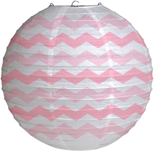Creative Converting 031181 Round Lantern, Chevron, 13.5" x 0.3" x 15, Classic Pink