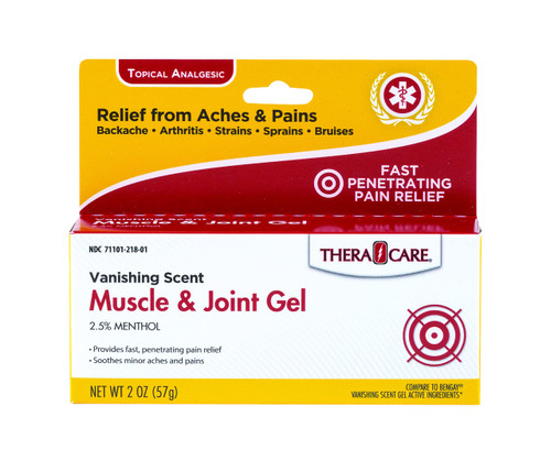 Thera Care Vanishing Scent Muscle & Joint Gel | 2.5% Menthol Relief | Soothes Muscle and Joint Aches | Non-Greasy | 2 oz