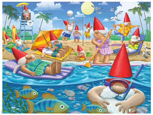 Ceaco - Gnome Sweet Gnome - Beach Day - Oversized 300 Piece Jigsaw Puzzle