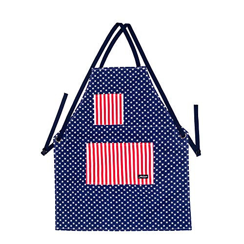 Life Flavor Kitchen Adjustable Bib Apron with Pockets, Canvas Chef Cooking Apron for Men, Women, Grilling BBQ Apron