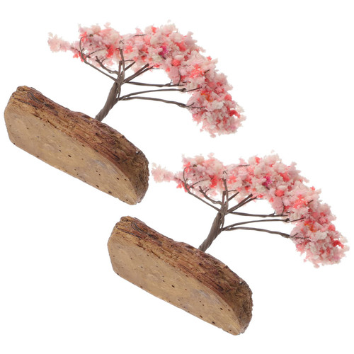 OFFSCH 2pcs Simulated Mini Tree Decor Indoor Plants House Plants Mini Landscape Model Fake Bonsai Tree