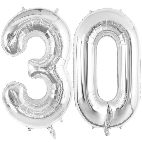 Silver 30 Number Balloons 40 Inch, Jumbo Foil Balloons for 30th Birthday Party Decorations Supplies / 30th Anniversary Event Silver 30 Number Balloons 40 Inch, Jumbo Foil Balloons for 30th Birthday Party Decorations Supplies / 30th Anniversary Event