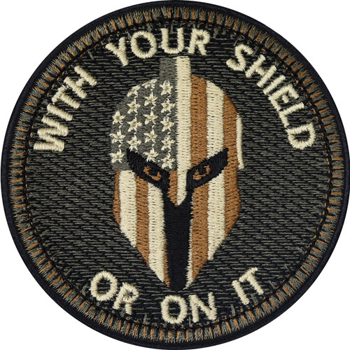 Tactical Morale Patches "with Your Shield or on it" Spartan Morale Patches Iron on | Motivation Tactical Patches sew on US Army Military Patches for Vest/Uniform | 2.95x2.95"