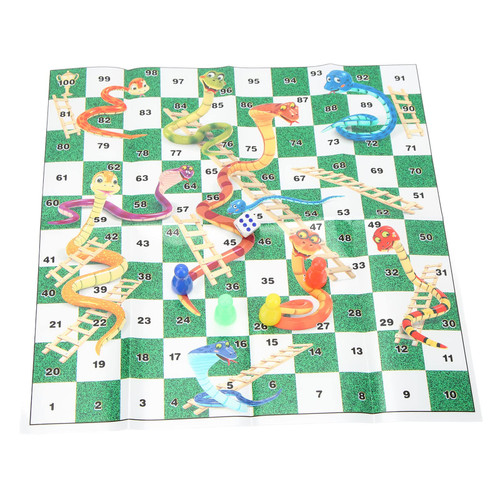 Snake Flying Chess Game, Portable Foldable Chessboard Ladder Board Brain Game 3 in 1 Plastic Material with Clear Box for Family for Adults