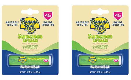Banana Boat Aloe Vera with Vitamin E Sunscreen Lip Balm, SPF 45 .15 oz (4.25 g) (Pack of 2) Banana Boat Aloe Vera with Vitamin E Sunscreen Lip Balm, SPF 45 .15 oz (4.25 g) (Pack of 2)