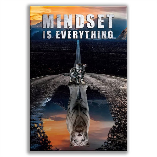 Mindset is Everything Wall Art, Motivational Wall Art, 16x24 Inch Unframed, Inspirational Motivational Positive Quotes Animal Canvas Wall Art Decor Poster for Men Office Bedroom Wall Art Decor