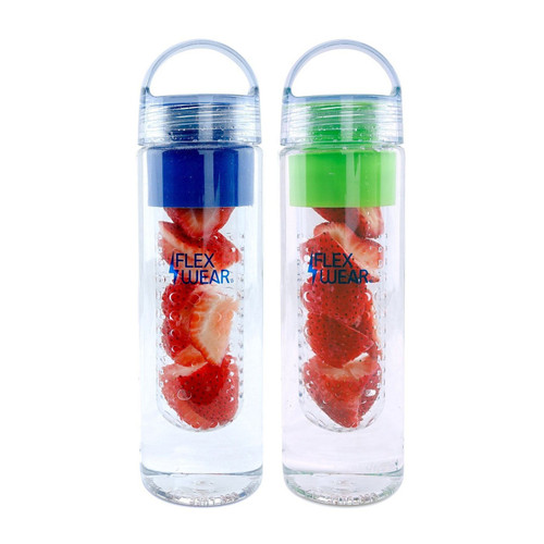 Flexwear Fruit Infuser Water Bottle, 750ml/24oz (Dual Pack Blue/Green)