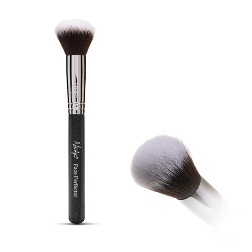 Nanshy Face Perfector Blush Brush - Bronzer Brush & Contour Brush for Powder & Cream Face Makeup Application & Blending - Fluffy Highlighter Brush - Vegan & Cruelty-Free - Black