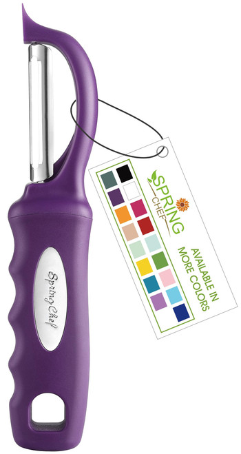 Spring Chef Premium Swivel Vegetable Peeler, Soft Grip Handle and Ultra Sharp Stainless Steel Blades - Perfect Kitchen Peeler For Veggie, Fruit, Potato, Carrot, Apple - Purple Spring Chef Premium Swivel Vegetable Peeler, Soft Grip Handle and Ultra Sharp Stainless Steel Blades - Perfect Kitchen Peeler For Veggie, Fruit, Potato, Carrot, Apple - Purple